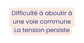 Difficulté à aboutir à une voie commune La tension persiste