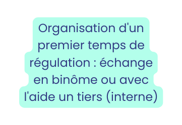 Organisation d un premier temps de régulation échange en binôme ou avec l aide un tiers interne