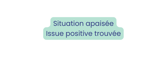 Situation apaisée Issue positive trouvée